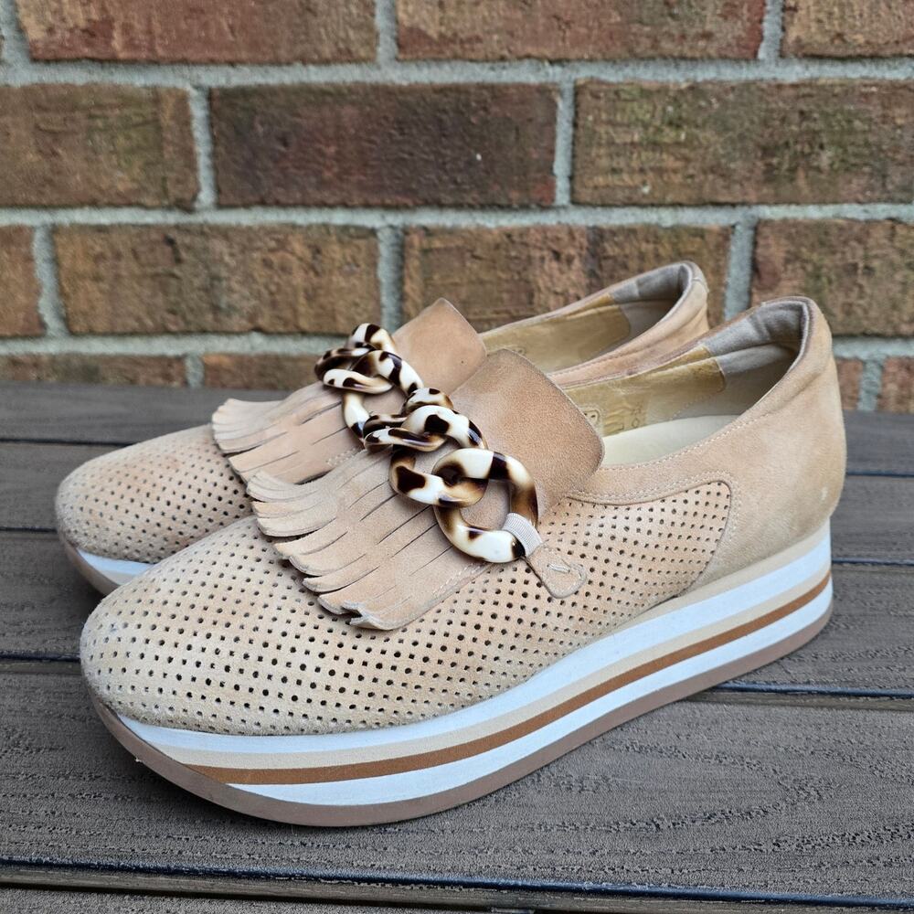 SoftWaves Cadie Platform Loafers EU41 US 11 Tan Suede Chain Flatform Sneakers - Picture 2 of 14